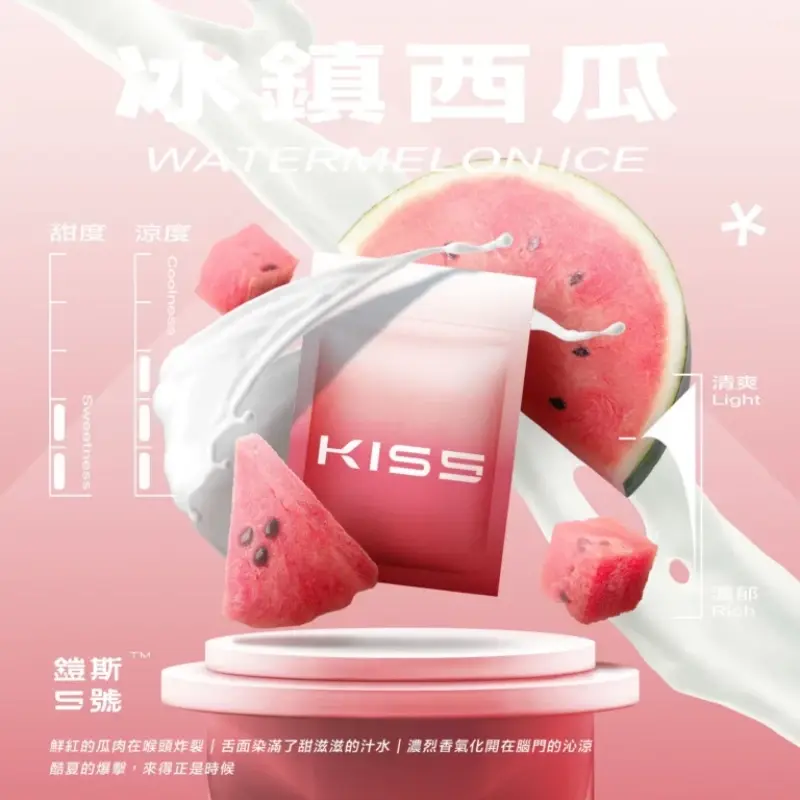 KISS-鎧斯5號一代煙彈-冰鎮西瓜webp - ILIA Puff 台灣電子煙專賣店|主機煙彈品牌選物