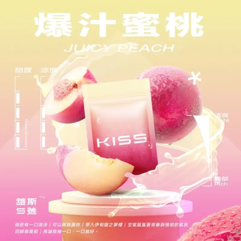 KISS-鎧斯5號一代煙彈-爆汁蜜桃webp - ILIA Puff 台灣電子煙專賣店|主機煙彈品牌選物